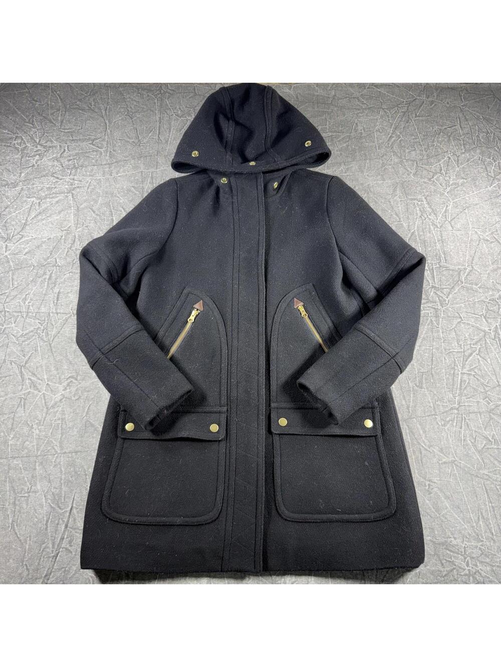 J-Crew Coat Women's 2 Black Nello Gori Italian Stadium Wool